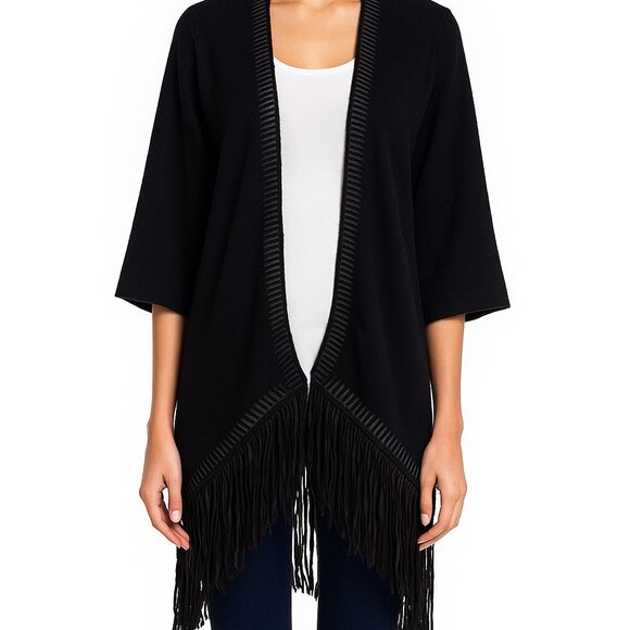 Zadig & Voltaire Deluxe cashmere navy black fringe cardigan size S